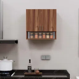 specialitypanels 2 Doors Modular Wall Mounted Kitchen Cabinet with Organizer Shelf in Aisan Walnut Finish image 2