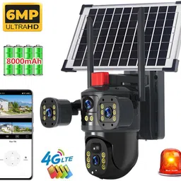 SIOVS SIM Camera Solar Powered 3 Lens 360°PTZ Control TwoWay Audio Alarm Night Vision Security Camera-image-74