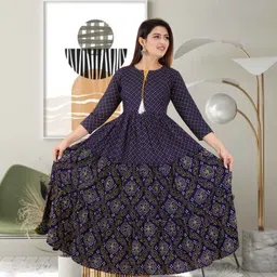 most Printed Pure Cotton Stitched Flared/A-line Gown-picture-16