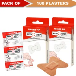 medigrip Finger Tip First Aid Plaster (Pack of 100) Adhesive Band Aid image 1