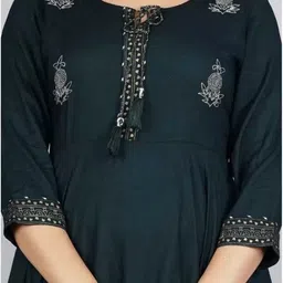 kapishreshth Printed, Solid Cotton Rayon Stitched Anarkali Gown image 5