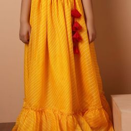NEUDIS Girls Striped Flared Pleated Maxi Skirt-picture-13