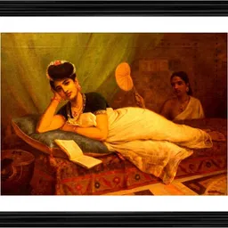 absecom Reclining Nayar lady 1902 Painting With Wood Photo Frame 14 inch Frame-picture-47