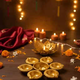 bhumika Elegant 6-in-1 Urli iron Table Diya for Festive & Home Décor Iron Table Diya Set image 3