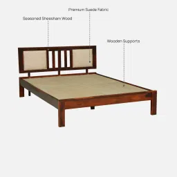 woodsworth from pepperfry Brevik Sheesham Wood King Size Bed In Honey Oak Finish image 3