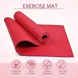 quick shel EVA Eco Friendly Anti Slip Home Gym Exercise Workout for Men Women with Bag Red 6 mm Yoga Mat image 3