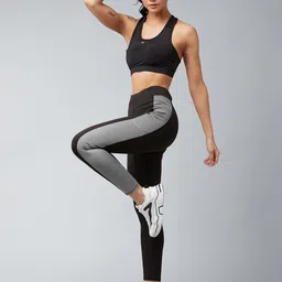 blinkin Color Block Women Black, Grey Tights image 4
