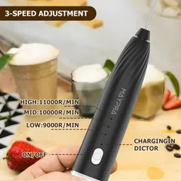 maypra 50 W Rechargeable Milk Frother & Egg Beater | 3 Speed with 2 Stainless Steel Whisks Electric Whisk image 3