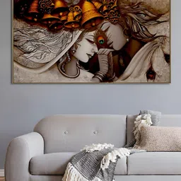 nestroots Brown & Gold-Toned Divine Canvas Framed Painting Wall Art-image-5