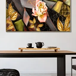 nestroots Green & Grey Rose Canvas Framed Painting Wall Art-picture-11