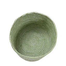 Homefab India 2-Pieces Green & White Braided Woven Design Cotton Planter Baskets image 2