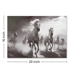 RANGOLI White & Black Seven Running Horses Canvas Wall Art image 4