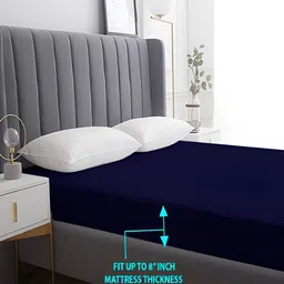 tundwal's Navy Blue Terry Breathable Mattress Protector image 2