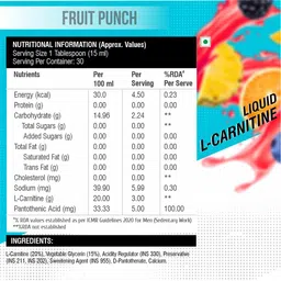 Healthfarm HF Series Liquid L-Carnitine Core 3000,  450 ml  Fruit Punch  image 2