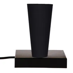 Devansh Black Cotton Cylinder Table Lamps With Black Square Wood Base image 4