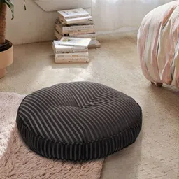 S9home by Seasons Black Striped Round Floor Cushion image 1