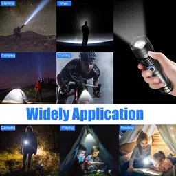 zeno volt 376 Metal Led Long Range 1000 Meter High Power Zoomable & Type-C Torch 8 hrs Torch Emergency Light image 5