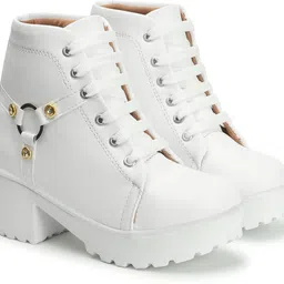 yuggi Women’s Lace-Up Mid Ankle Boots with Block Heel and Stud Ring Detail Boots For Women image 5