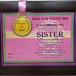 Best Sister in The World Framed Certificate Best Gift for Sister Birthday Rakhi Greeting Card-image-14