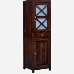 woodsworth from pepperfry Kryss Sheesham Wood 1 Door Wardrobe in Scratch Resistant Provincial Teak Finish image 4