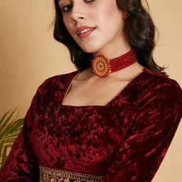 shae by sassafras Casual Regular Sleeves Printed Women Maroon Top image 5