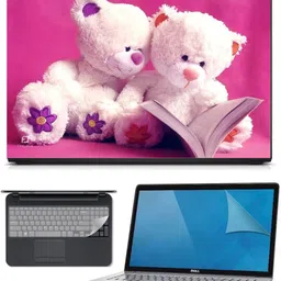 FineArts 3in1 Combo of Premium Quality, HD, UV Printed, Laminated, Protected, Bubble Free, Scratchproof, Washable, Easy to Install Laptop Skin/Sticker/Vinyl/Cover for 15.6 inches on 3M Vinyl with Screen Guard and Key Protector (Teddy Pink 3in1) Combo Set-picture-19