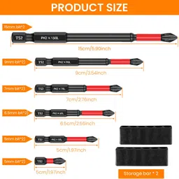 verilux TS2 Screwdriver Bits Set of 12 Heavy Duty S2 Alloy Steel Rotary Bit Set image 2