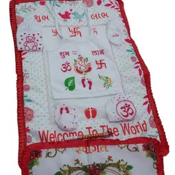 devim Baby Printed Cloth Set For Chhathi Ceremony With Mattress Full combo Set-picture-16