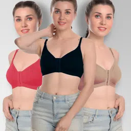 clothonics Pack of 3 Women Full Coverage Non Padded Bra-picture-24