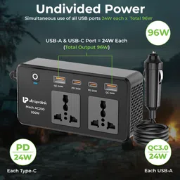 ultraprolink Mach AC 200W 6-in-1 DC 12V to AC 200W with 4 port QC-PD USB Car Laptop Charger Car Inverter image 4