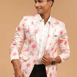 Men Printed Single Breasted Casual Blazer-image-1