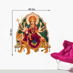 decor kraft 58 cm Durga Maa Wall Sticker Self Adhesive Sticker image 3