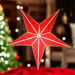 veandyou Paper Star Hanging Lantern_Red_AZ104pack of 1 Red Paper Hanging Lantern-picture-40