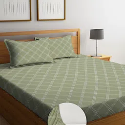 kurry home furnishing Microfiber Double Fitted (Elastic) 250 TC Solid Bedsheet-picture-26