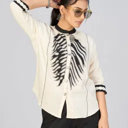 makhhi wear your vibe Women Relaxed Fit Fit Embroidered Button Down Collar Casual Shirt-picture-21