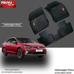 pruvu Plastic, Rubber 3D Mat For Volkswagen Virtus image 3