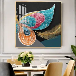 the next decor Chromatic Feather Glass Finish Square Wall Art image 1