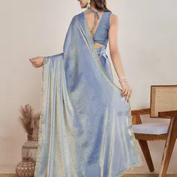 lorofy Unstitched Tussar Silk Blouse Material Solid image 2