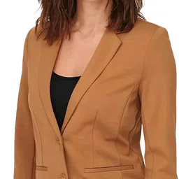 Women Solid Single Breasted Casual Blazer-image-30