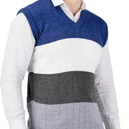 lufeep Men Striped V Neck Multicolor Sweater image 3