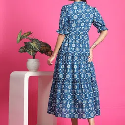 presha Women Fit and Flare Multicolor Below Knee Dress image 2