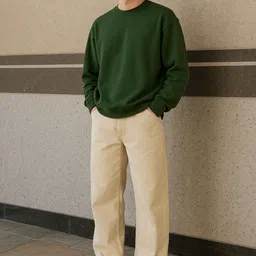 houseofcommon Men Relaxed Fit Mid Rise Beige Jeans image 3