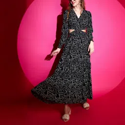 sheetal associates Women Fit and Flare Black Maxi/Full Length Dress-picture-23