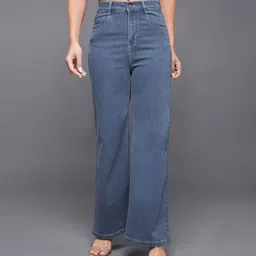 Women Relaxed Fit High Rise Blue Jeans-image-13