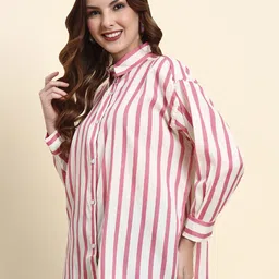 ekasya Women Regular Fit Striped Spread Collar Casual Shirt image 3