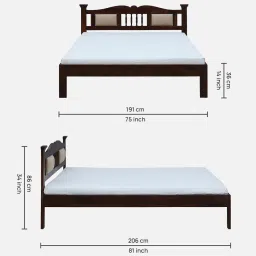 mudramark from pepperfry Uttara Sheesham Wood King Size Bed In Provincial Teak Finish With Padded Headrest image 2