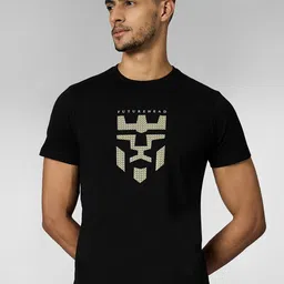 LOUIS STITCH Men Super Combed Cotton Black Regular Fit Round Neck T-Shirt-picture-27