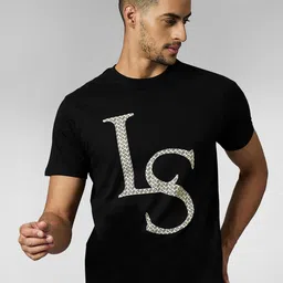 LOUIS STITCH Men Super Combed Cotton Black Regular Fit Round Neck T-Shirt-picture-37