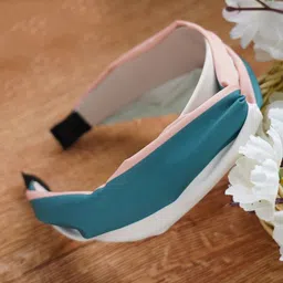 MIZORRI Women White & Turquoise Blue Hairband-image-35