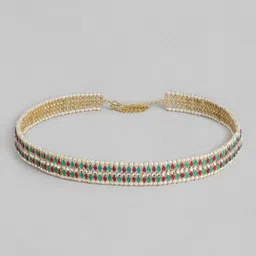 I Jewels Gold-Plated Pink & Green Kundan Studded Adjustable Kamarband image 2